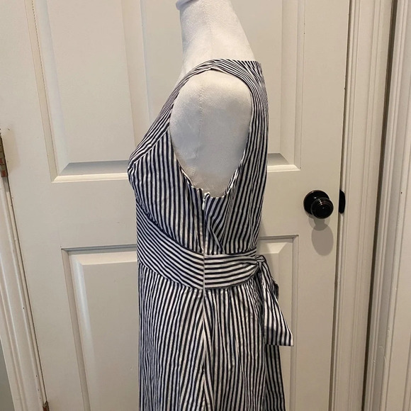 Michael Kors Cotton Striped Faux-Wrap Dress 16319 - Picture 6 of 14